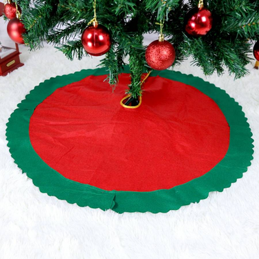 1pc Christmas tree skirt Christmas tree bottom apron, green edge floor mat Christmas party decoration_voghion.com