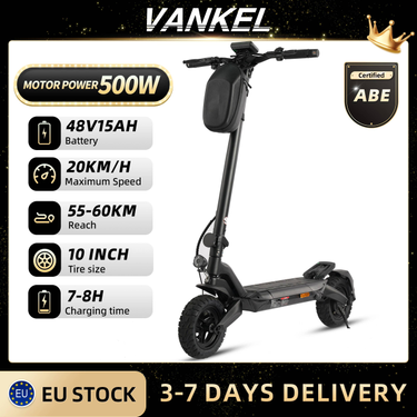 Vankel 10" Foldable Electric Scooter For Adults, 500W Motor, 48V 15Ah Battery, 55–60km Range, Dual Brake System, APP Control, ABE 20km/h_voghion.com