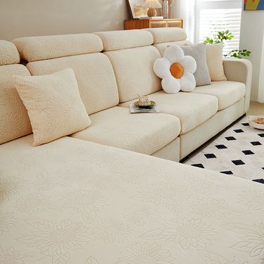 Summer Sunflower Elastic Sofa Cover Cushion Cover Sofa Hat Solid Color Sofa Cover Simple Cover Four Seasons Universal Sofa Cushion Cover_voghion.com
