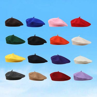 Woolen For Women Candy Color Autumn Winter Wool Knitted Korean Version Beret British Style Painter Hat_voghion.com