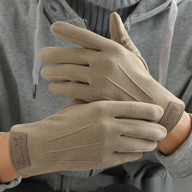 Gloves men's winter warmth, plush and thick touch screen for driving, cycling, electric vehicles, outdoor gloves_voghion.com