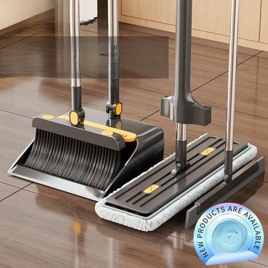 【 Collected By 5648 People 】 Folding Broom, Dustpan, Hand Washable Flat Four Set, Broom Sweeping Mop, Three Piece Set_voghion.com
