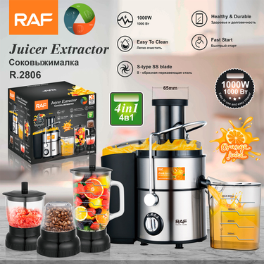 RAF Stainless Steel Children's Fruit Machine Food Processor / Juicer With Juice And Pulp Separation R.2806_voghion.com
