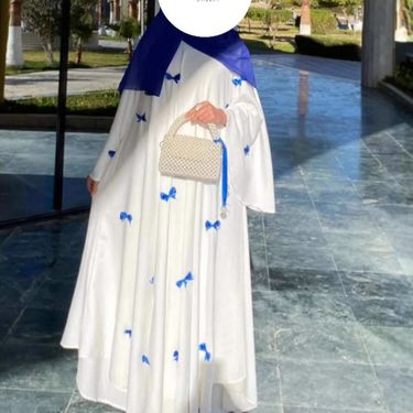 Women's Clothing New Dubai Abaya Loose Trumpet Sleeve Bow Robe Dress_voghion.com