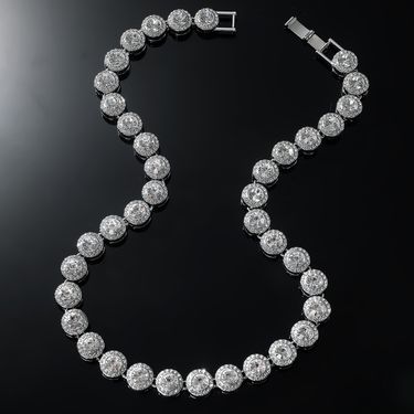 Hip-hop Geometric Alloy Inlay Zircon Men's Bracelets Necklace_voghion.com