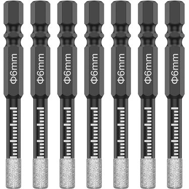 7Pcs 6mm Dry Diamond Drill Bits Set Vacuum Brazed Core Drill Bit Kit Quick Change Hex Shank for Porcelain Granite Tile Marble_voghion.com