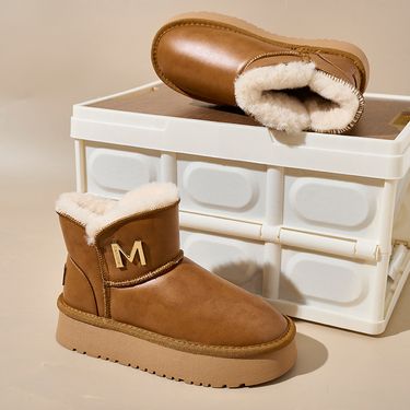 Cotton boots plus fleece thickened bright-faced women's boots fashion everything with warm cotton shoes_voghion.com