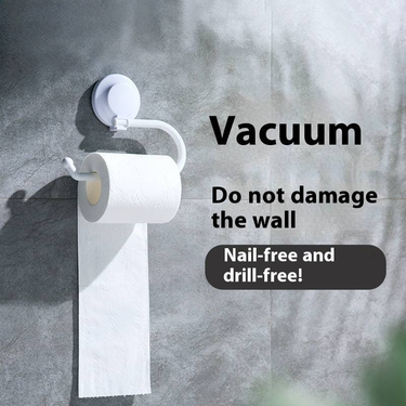Suction Cup Paper Towel Holder - Wall-Mounted Organizer For Kitchen & Bathroom, Multi-Purpose Hook & Shelf_voghion.com