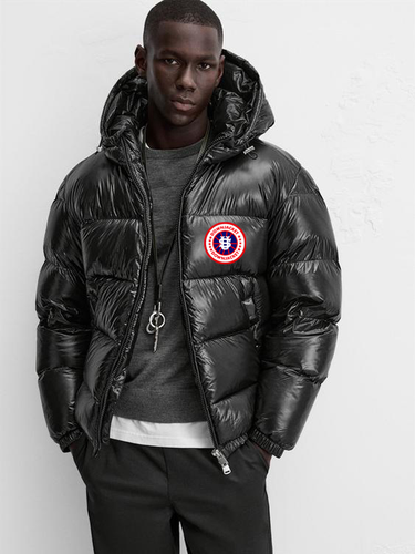 Men's Puffer Jacket With Map Logo - Streetwear Winter Coat, Oversized Fit, Unisex Urban Style_voghion.com