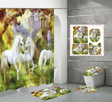 3D high-definition digital printing waterproof polyester animal horse shower curtain_voghion.com