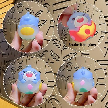 Cartoon creative cute shark animal glowing eggshell small gift car backpack doll keychain pendant_voghion.com