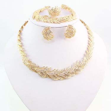 Fashion Nigerian Wedding African Beads Jewelry Sets Fashion Women Dubai Gold Color Jewelry Set Wholesale Costume Design_voghion.com