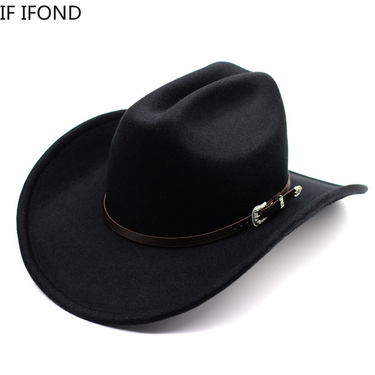 New Vintage Western Cowboy Hat For Men's Gentleman Lady Jazz Cowgirl With Leather Wide Brim Cloche Church Sombrero Hombre Caps_voghion.com