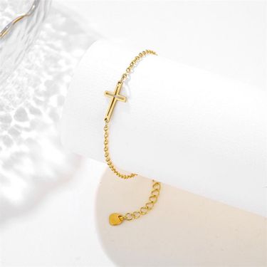 Stainless Steel Gold Silver Color Cross Charms Chain Bracelet for Women Fashion Jewelry Gift_ipsvogv.com