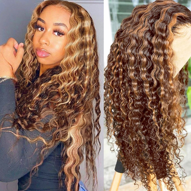 Brazilian hair 13*4 pre-lace human hair small curls butterfly hair wig 180% density P4/27 color shape natural fashion suitable for women daily wear_voghion.com