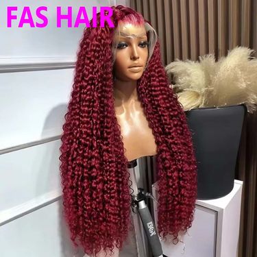 #99J Burgundy Kinky Curly Wig - 100% Human Hair (African Texture, Natural Look)_voghion.com