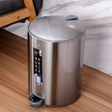 Stainless Steel Household Pedal Round Trash Can Kitchen Large Living Room Bathroom With Cover_voghion.com