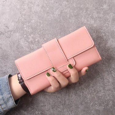 New Women's Long Wallet Tri-Fold Clutch Multi-Functional Pu Bag Korean Simple Fashion Wallet_voghion.com