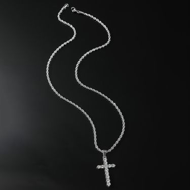 Hip-hop Cross Alloy Inlay Zircon Men's Pendant Necklace_voghion.com