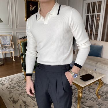 Men's Clothing Style Light Mature Casual High End Autumn Lapel Sweater Men's Elegant Temperament Fashion Youth Knitted Polo Shirt Men_ecoleips.com