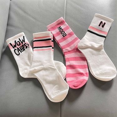 Unisex Socks female long tube ins tide high appearance level Sen department middle tube student white word mother and daughter grow socks female_voghion.com