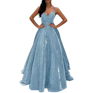 Women's Clothing Fashion Suspenders Suspenders Glitter Banquet Event Elegant Slim Long Dress Evening Dress_viptrois.com