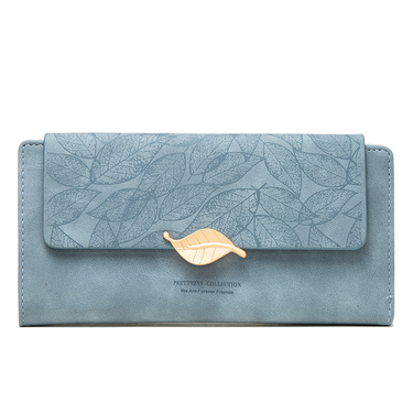 Purse female niche design retro simple long mobile phone bag frosted leaf women's purse 2023 new trend all-matching_voghion.com