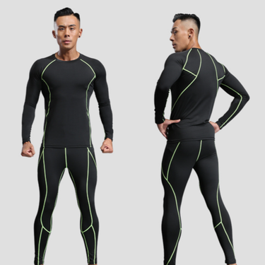 Sports & Entertainment Spot wholesale sports leisure running suit men's fitness tights quick drying clothes long sleeved trousers training suit 0005_voghion.com