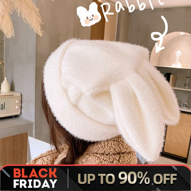 Light luxury designer unisex embroidery pullover windproof Christmas rabbit ears padded and thickened warm and versatile knitted cap_voghion.com