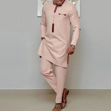 Men's Clothing New African Men's Plaid Printed Suit Hot Selling Two piece Suit_voghion.com