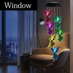 Fairy Angel Wind Chime Light Outdoor Solar Wind Chime Light Colorful Garden Light Park Decoration_voghion.com