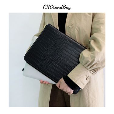 Trendy PU Leather Handheld 13inch Business Laptop Bag Inner Sleeve Portable Shockproof Protective Case_voghion.com