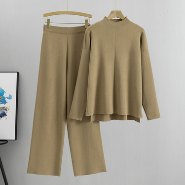 Women's fashion suit women's autumn and winter loose top wide-leg pants two-piece suit_voghion.com