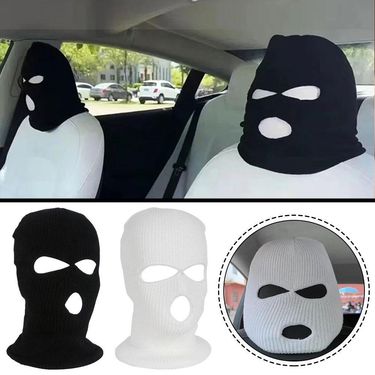 Universal Seat Headrest Balaclava 3 Hole Full Cover Halloween Christmas Funny Car Decoration For Tesla_voghion.com