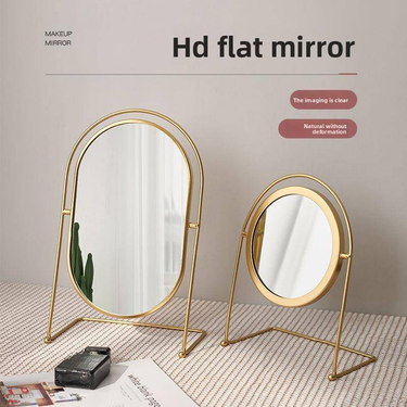 Elegant Vanity Mirror With 360° Rotation - Classic Round/Oval Dressing Table Mirror In Gold/Black/Pink/White For Living Room & Bedroom_voghion.com