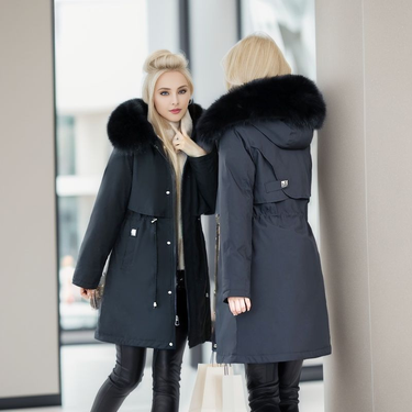 Women's Clothing Women's Thickened Waisted Mid-Length Cotton Jacket Warm Loose Down Cotton Jacket Coat_voghion.com