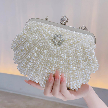 New Pearl Handbag Female, Dress Bag Banquet Bag Cheongsam Bag Dinner Bag Diamond-hand Crossbody Bag_voghion.com