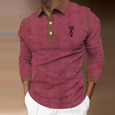 Summer 3D printed breathable men's streetwear fashion men's long-sleeved Polo shirt lapel button top_voghion.com