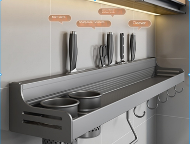 Kitchen Storage Rack, Non Perforated Wall Mounted Multifunctional Chopstick Holder, Household Seasoning Supplies Integrated Storage Rack_voghion.com