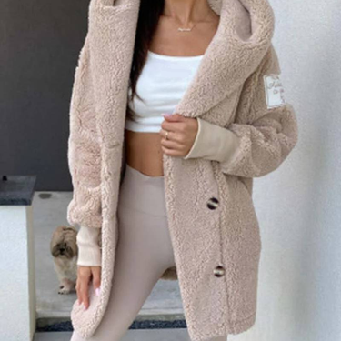 Women's Clothing Women's Plush Hooded Lambskin Jacket Coat Women_voghion.com