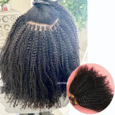 Afro Kinky Curly I Tip Human Hair Extension Brazilian Micro Bead Hair Microlinks for Women_voghion.com