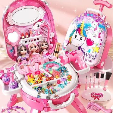 Children's home decoration, dressing table, toy set, girls' suitcase, kindergarten birthday gift_voghion.com