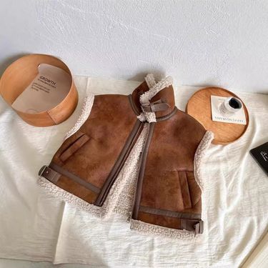 Children's 2024 Autumn New Product Men's and Women's Clothing Suede Baby Composite Lamb Wool Coat_voghion.com