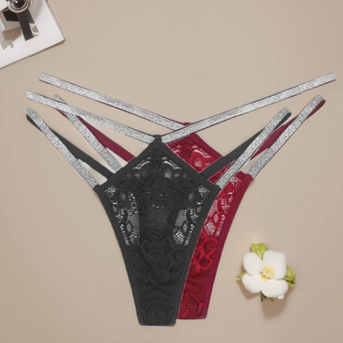 Women's Sexy and Pure Underwear Lace Mesh Traceless Adjustable Slim thong thongs_voghion.com