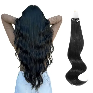 Natural Micro Loop Ring Remy Human Hair Extensions Highlight Straight 50 Strands 50g_voghion.com