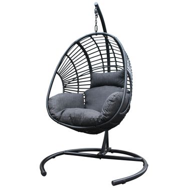 High Quality Outdoor Indoor Black color PE Wicker Swing Egg chair_voghion.com