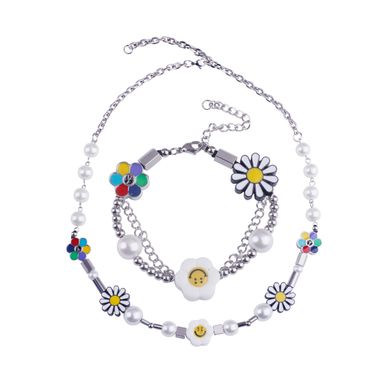 Same Style Daisy Anti War Smiley Sunflower Pearl Necklace Men's And Women's Personality Bracelet National Trend Design Batch_voghion.com