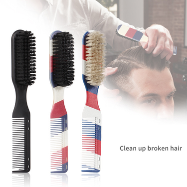 Hairdressing Dual Purpose Comb Brush Men's Oil Head Texture Comb Horse Hair Beard Styling Comb Hair Cutting Cleaning Brush_voghion.com