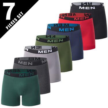 Men's Underwear Platform 7 Pieces Of Men's Solid Color Fashion Basic Underwear Large Size Youth All Match Long Boxer Shorts_voghion.com