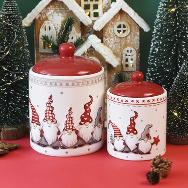 Christmas Round sealed jar large ceramic jar grains and dried fruit snack jar creative Christmas gift storage jar_voghion.com